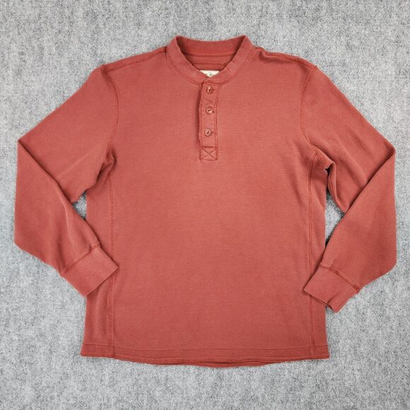 Eddie Bauer Shirt Mens Tall Large Red Henley Thermal Sport Shop Outdoor Hiking - Picture 1 of 14